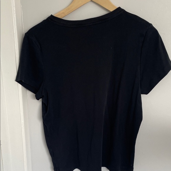 Croft & Barrow Black Floral Embroidered Tee size L - Picture 6 of 7